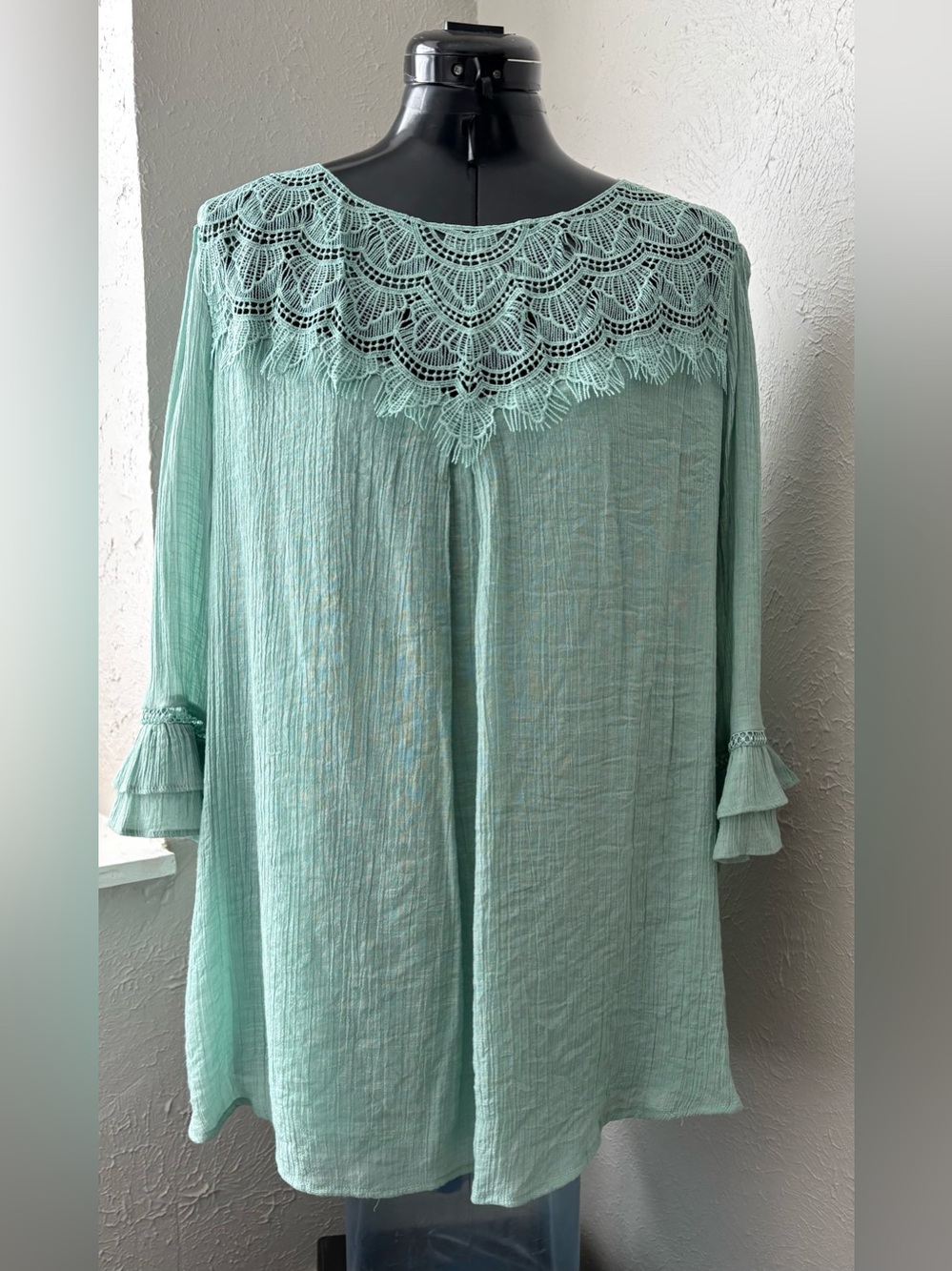 Fig And Flower Women’s Light Green Blouse size 2X